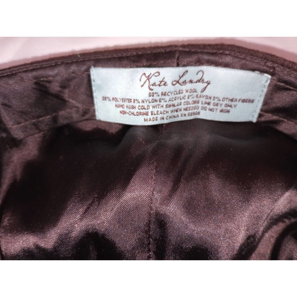 Kate Landry Brown Recycled Wool Jockey Newsboy Cabbie Hat Cap Medium 22” Sz 7 - Picture 6 of 7